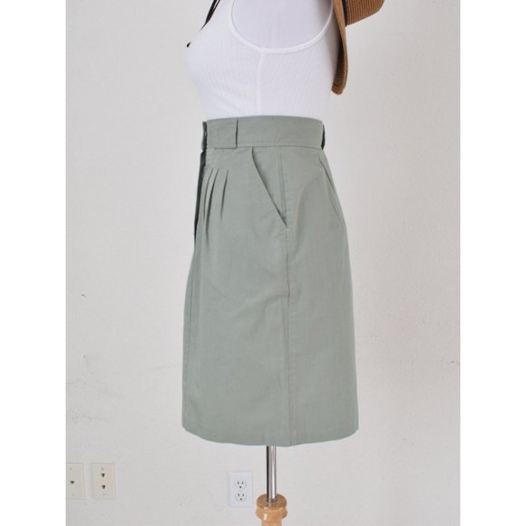 Vintage 90s Sage Poly/Cotton High Waisted Skirt size 7/8 |‎ 26 waist - Picture 2 of 10